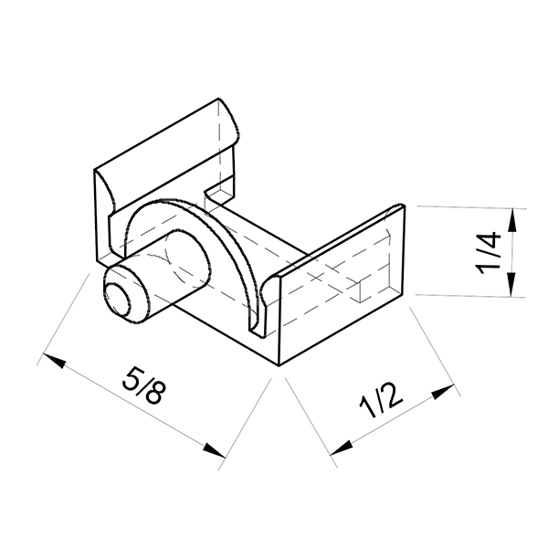Andersen window grille clip reproduction. Original Model Number: Unknown Clip Dimensions: 3/4W x 1/2L x 3/8H